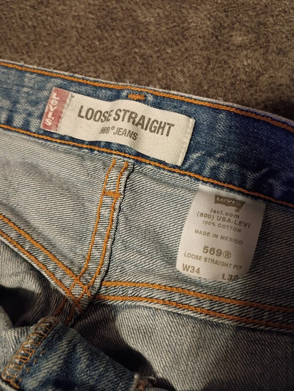 Levis Men's 569 Loose Straight Jeans Size 34x32 Light Wash